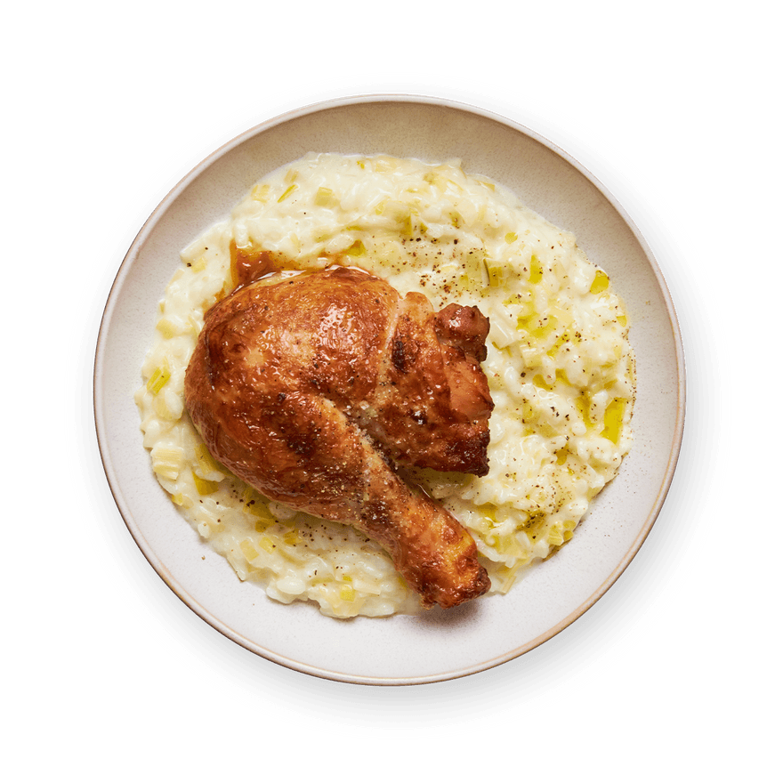 Risotto poireaux & poulet grillé