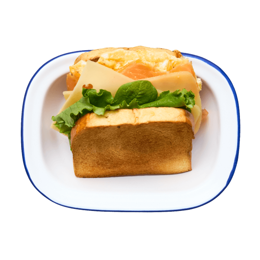 Sandwich brioché truite, œuf & fromage Sandwich brioché truite, œuf & fromage