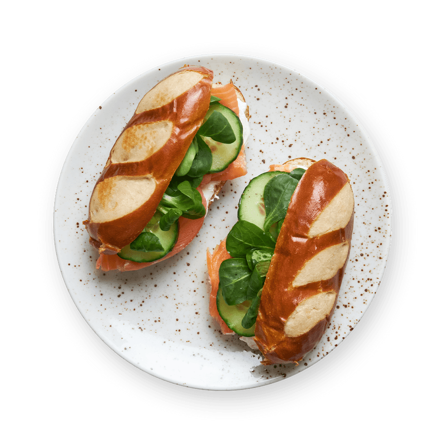 Salmon & Cucumber Pretzel-Bun