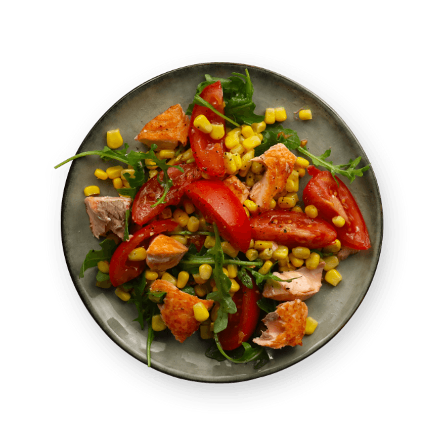 Salade saumon, maïs & tomate