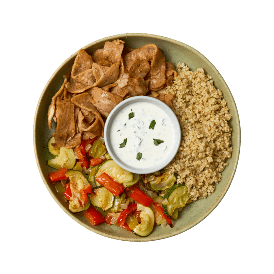 Bowl au kebab, quinoa & légumes rôtis Bowl au kebab, quinoa & légumes rôtis