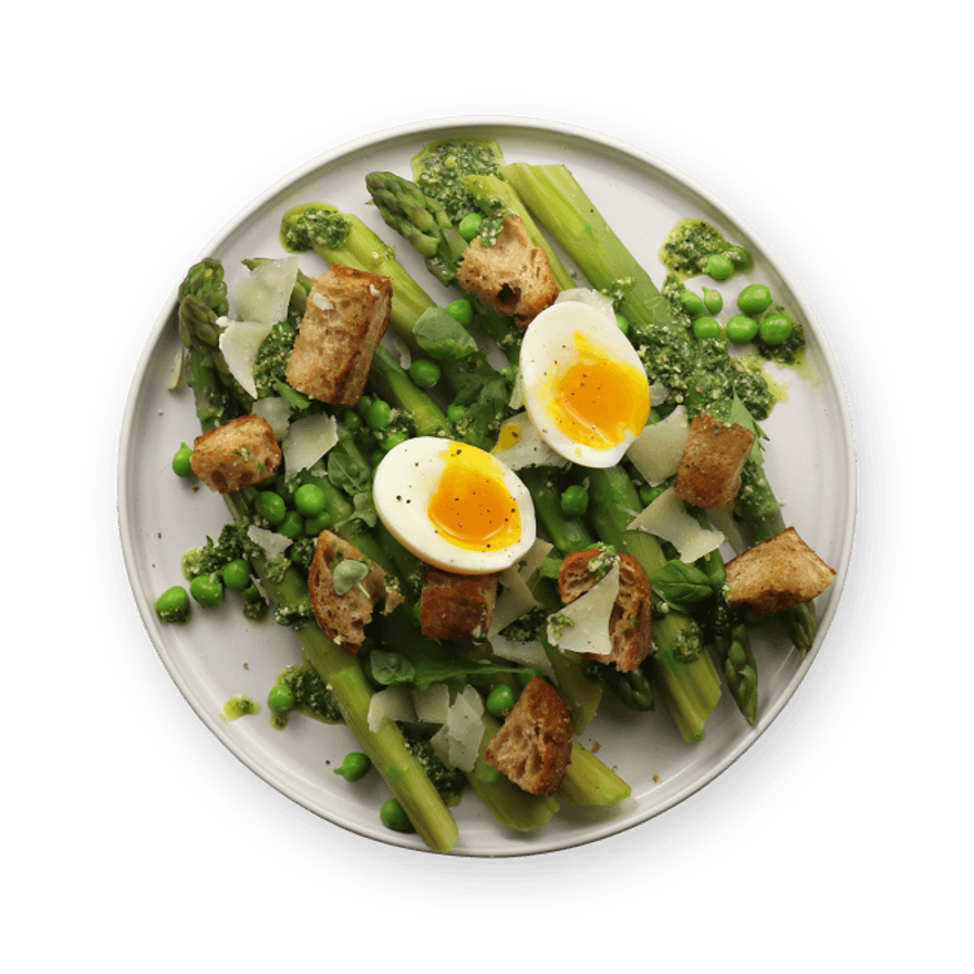 Salade d’asperges & œuf mollet