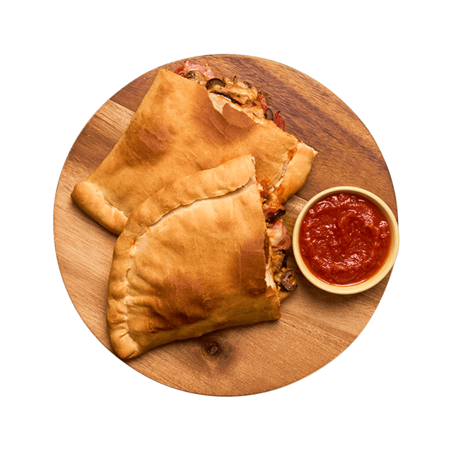 Pizza calzone au jambon & champignons Pizza calzone au jambon & champignons