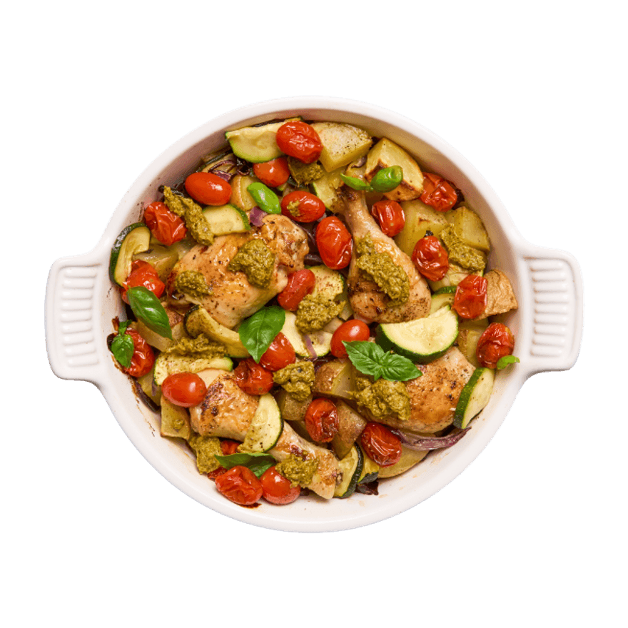 Poulet, légumes d'été rôtis & pesto Poulet, légumes d'été rôtis & pesto