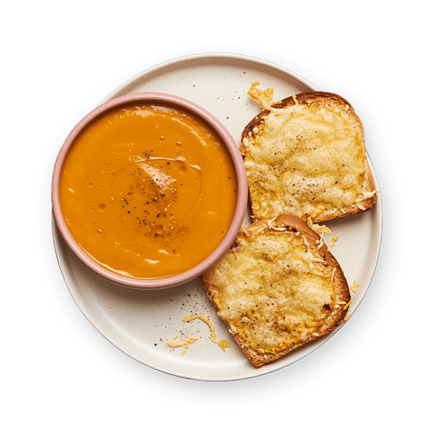 Soupe express aux légumes & toast gruyère