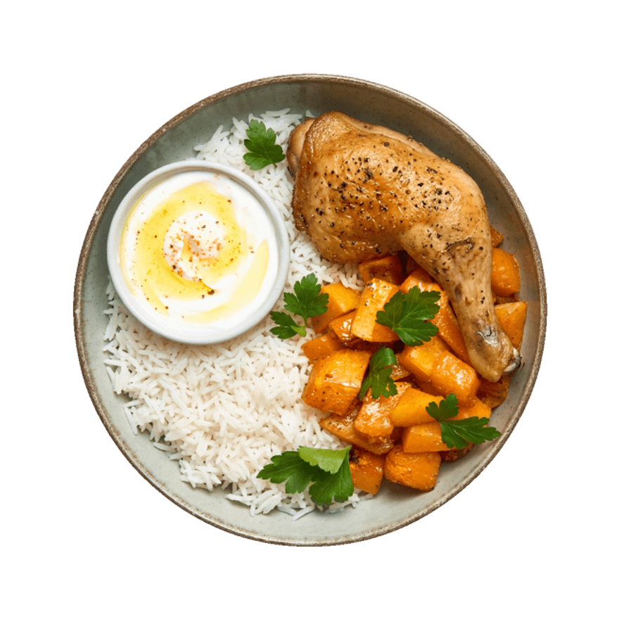 Bowl poulet, butternut & riz Bowl poulet, butternut & riz