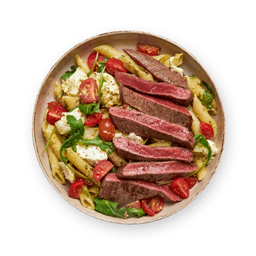 Steak & salade de pâtes à l'italienne