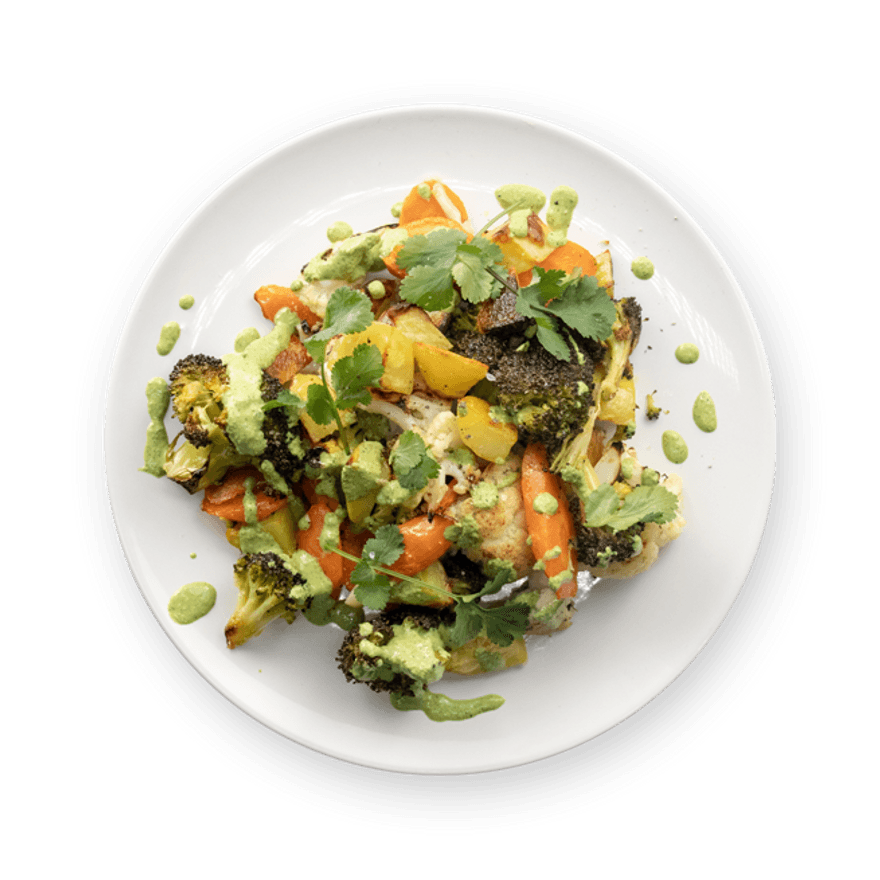 Légumes rôtis et tahini vert