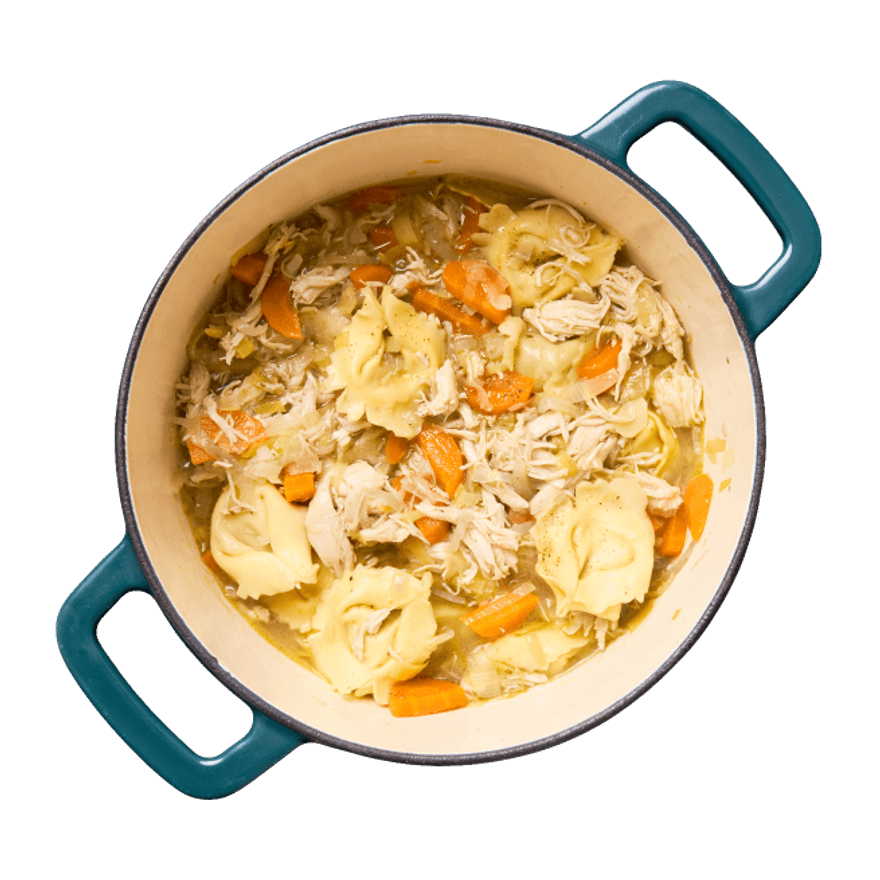 Bouillon de tortellini, légumes & poulet Bouillon de tortellini, légumes & poulet