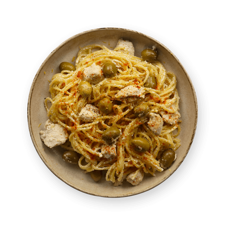 Pasta poulet, ricotta & olives