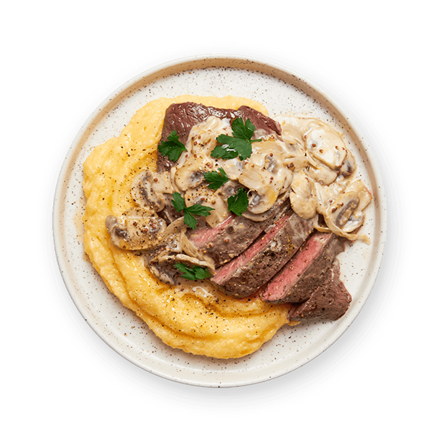 Steak, crème de champignons & polenta