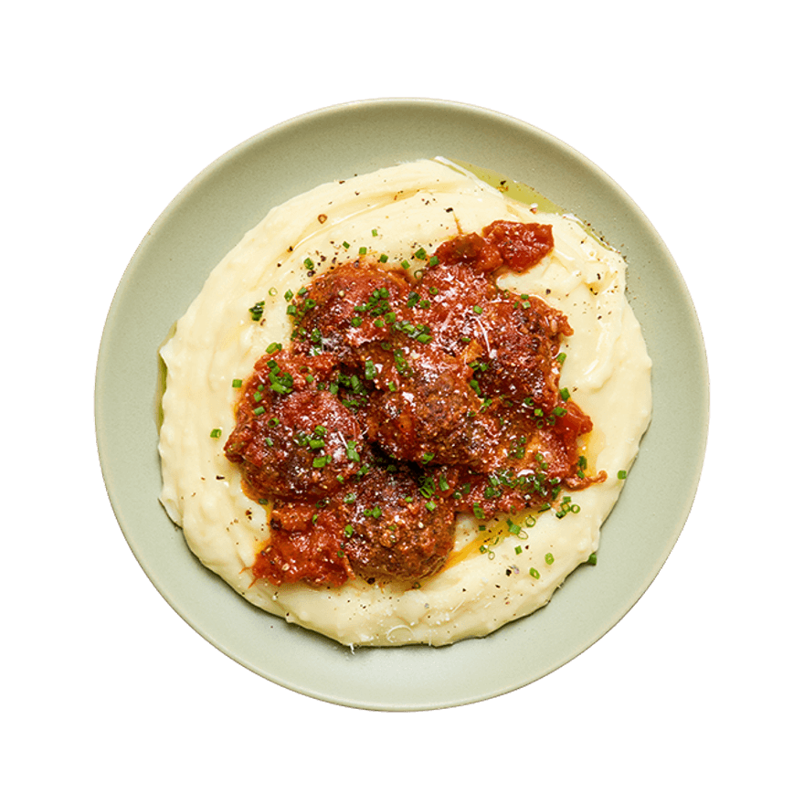 Boulettes à la tomate & purée Boulettes à la tomate & purée