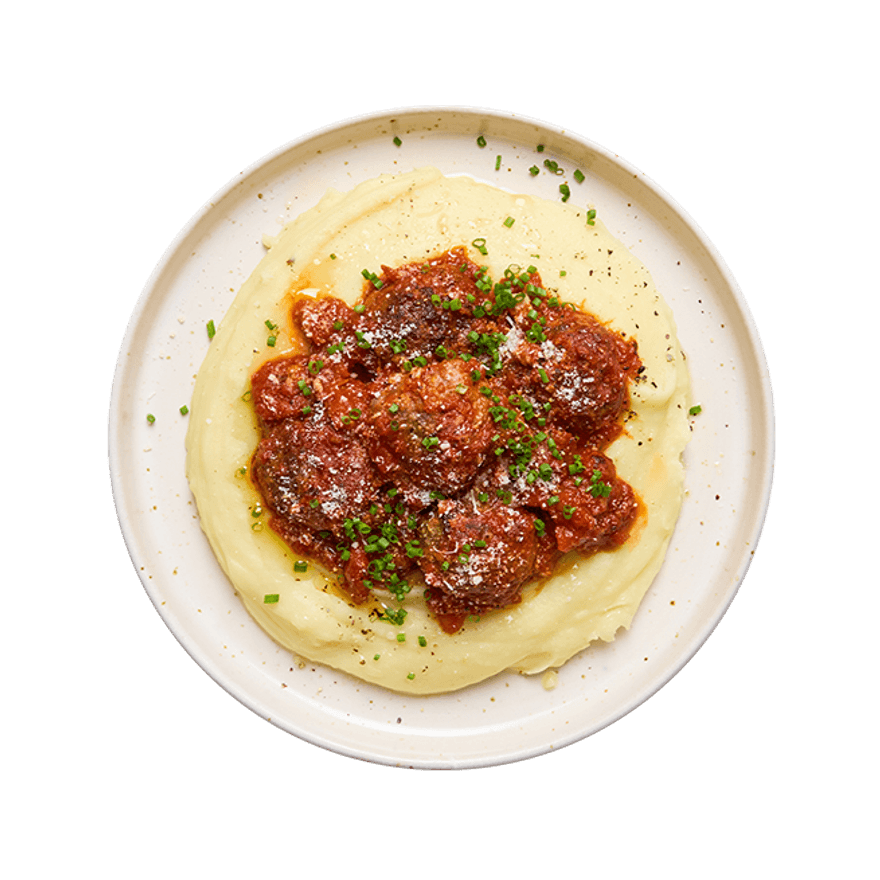 Boulettes à la tomate au air-fryer & purée Boulettes à la tomate au air-fryer & purée