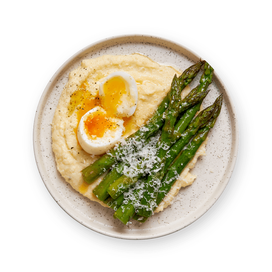 Polenta, œuf & asperges grillées