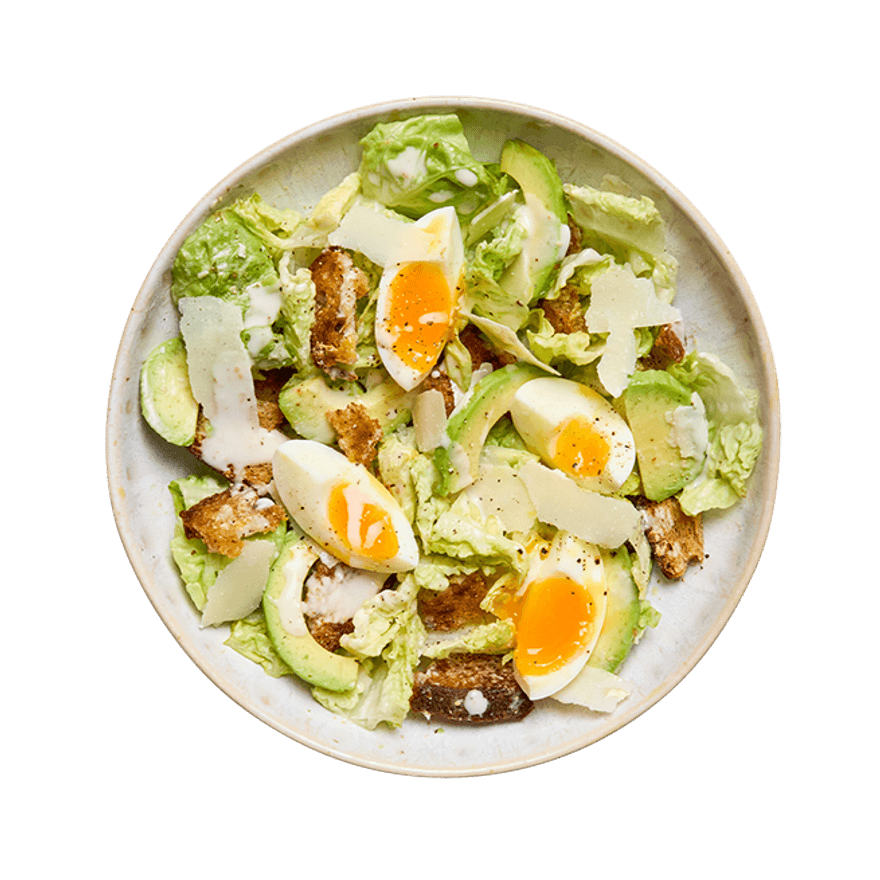Salade césar aux œufs mollets Salade césar aux œufs mollets