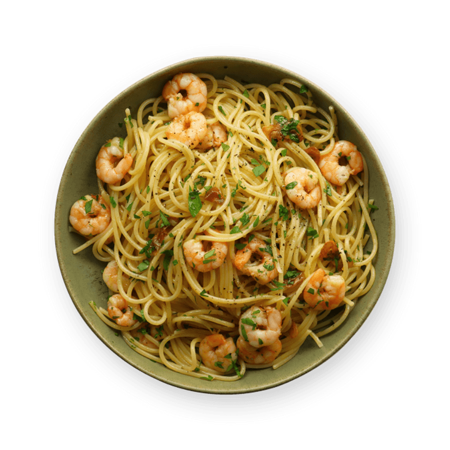 Spaghetti ail & crevette