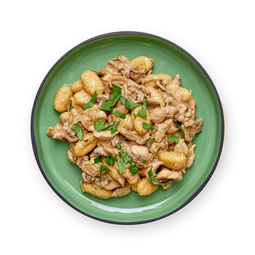 Gnocchis poulet, champignons & cabécou