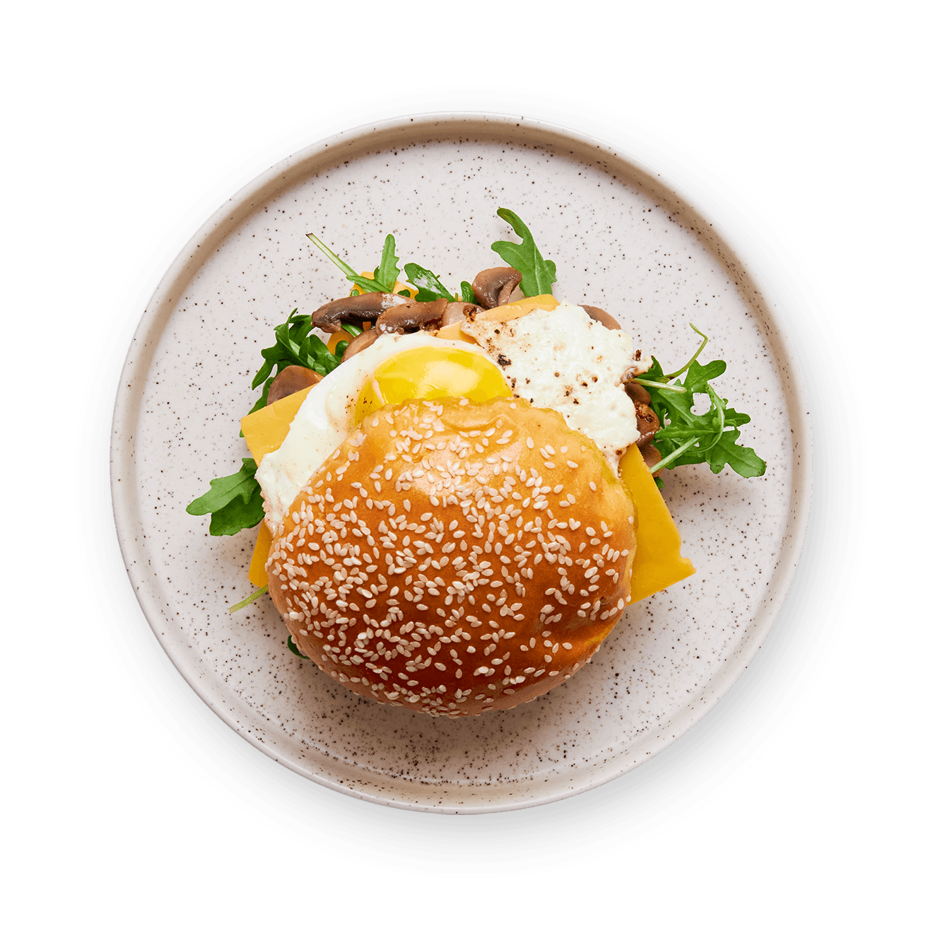 burger-champignons-cheddar-et-roquette